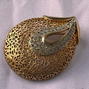 Vintage CoroCraft Silver gold and diamond Brooch